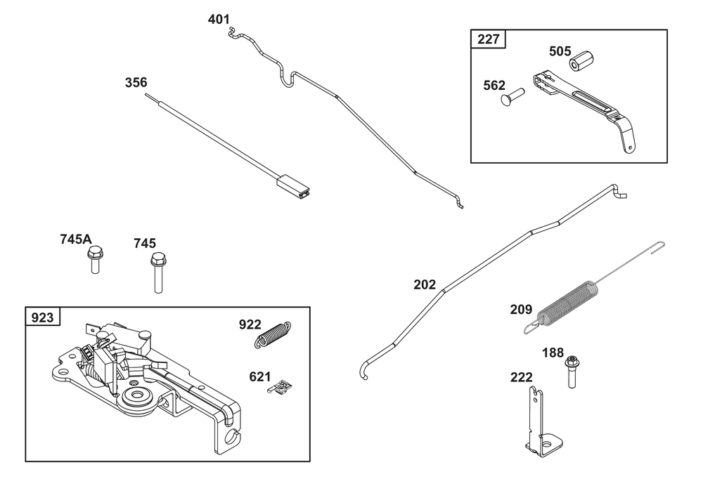 Controls Group Diagram and Parts List for 125P02-0083-F1 100000 - 19Z999 Briggs and Stratton Engine